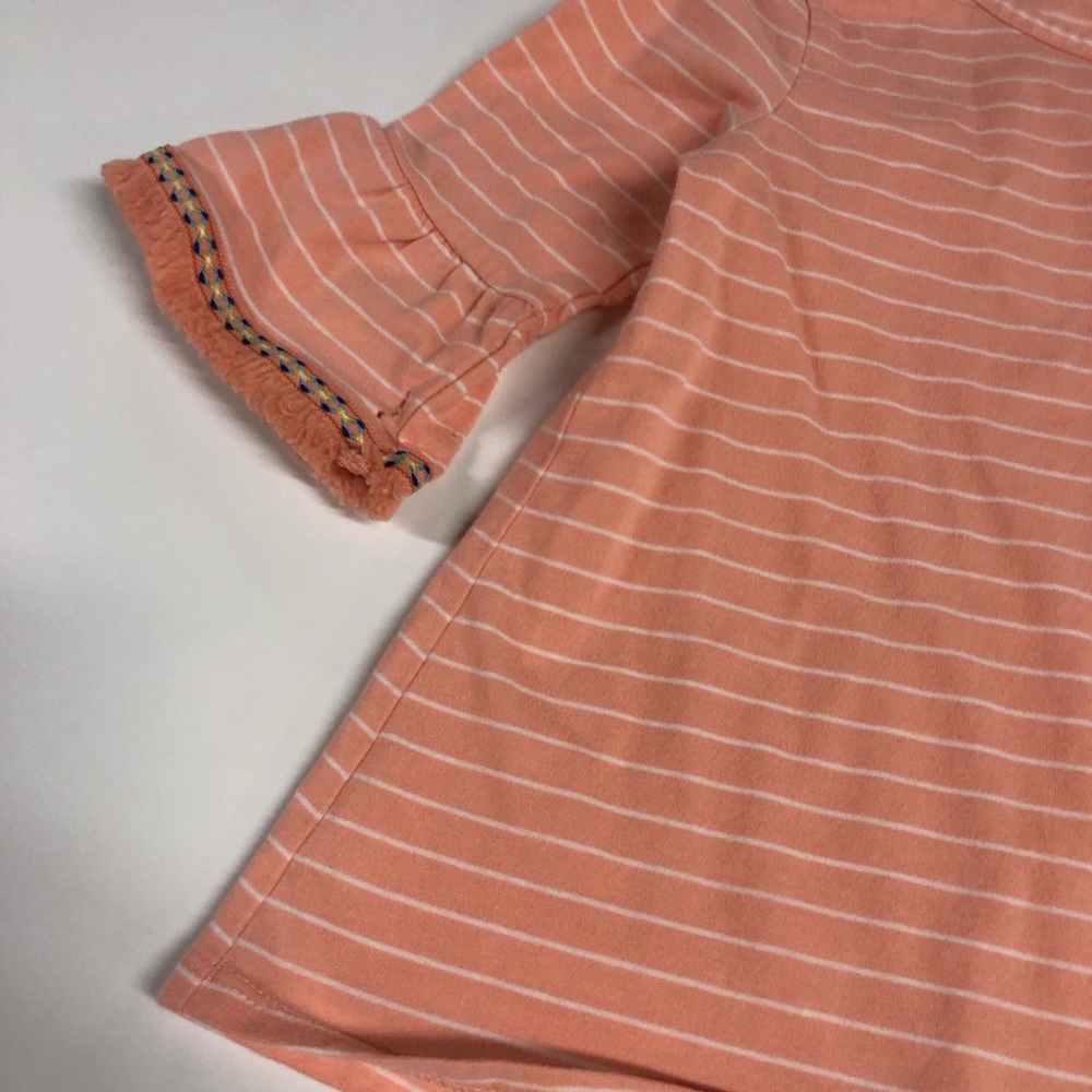 Okie Dokie Girls Flare Sleeve Striped Blouse Orange and White 5T - Picture 2 of 4